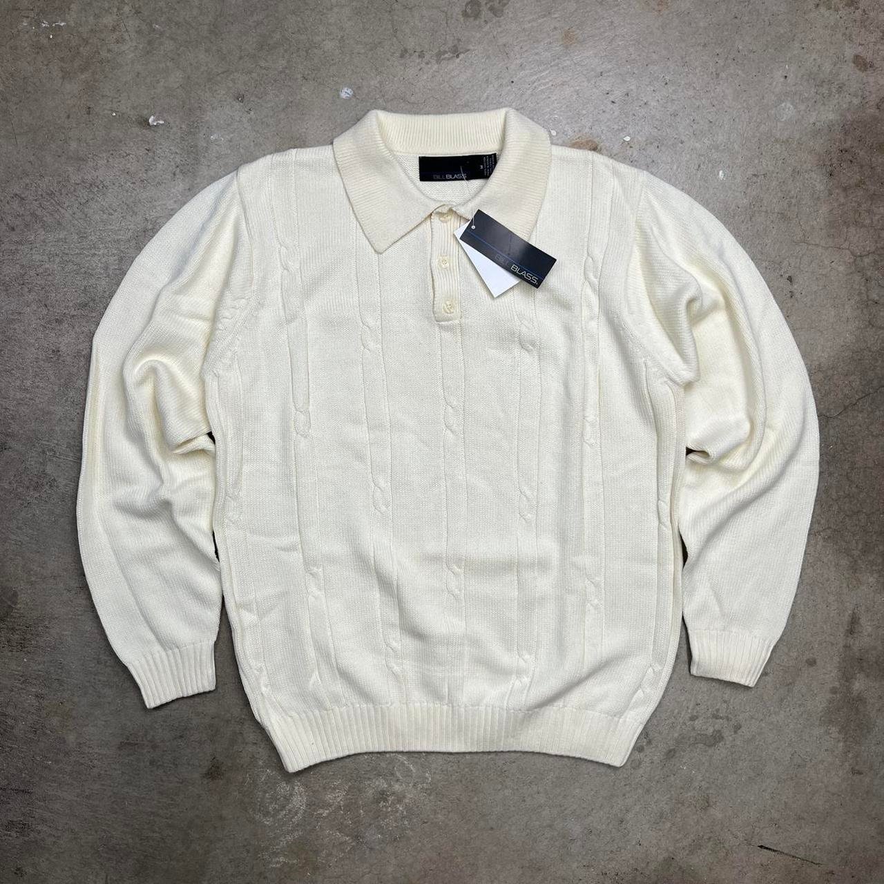 P0-1-187.jpg Bill Blass Men's Cream and White Polo-shirts - Image 1