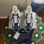 Prada Men's Blue and White Trainers - Image 2