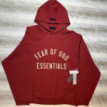 Fear of God Men's Burgundy and Red Hoodie