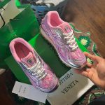 Bottega Veneta Women's Pink and Silver Trainers - Image 3