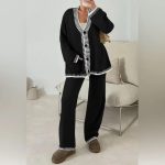 Women's Black and White Suit