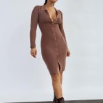 Aritzia Women's Brown and Tan Dress - Image 3