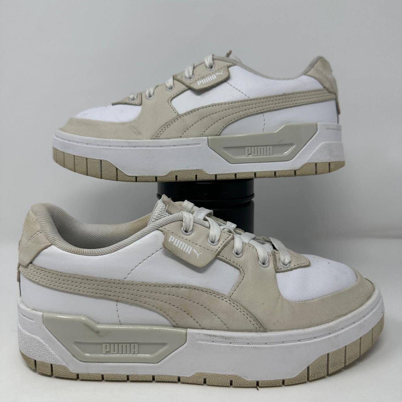 P0-239.jpg Puma Women's White and Tan Trainers - Image 1