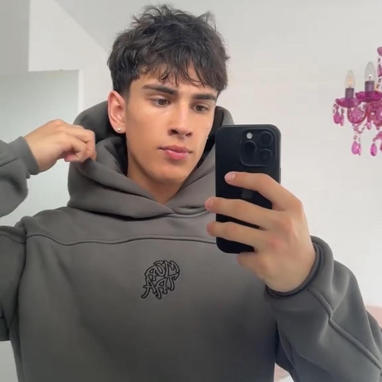 P0-303.jpg Men's Grey Hoodie - Image 1