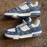 Louis Vuitton Men's Blue and Navy Trainers - Image 4