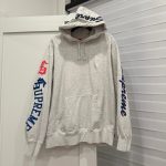 Supreme Men's Grey and White Hoodie - Image 6