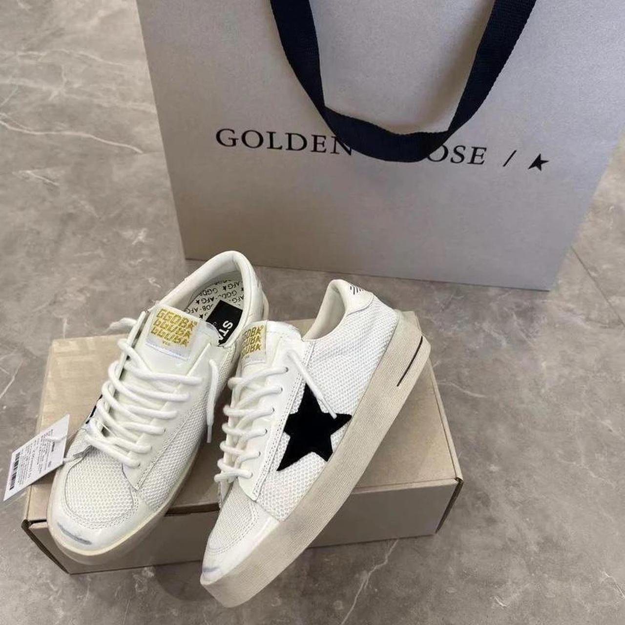 P0-558.jpg Golden Goose Women's White and Cream Trainers - Image 1