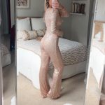 Women's Pink and Gold Jumpsuit