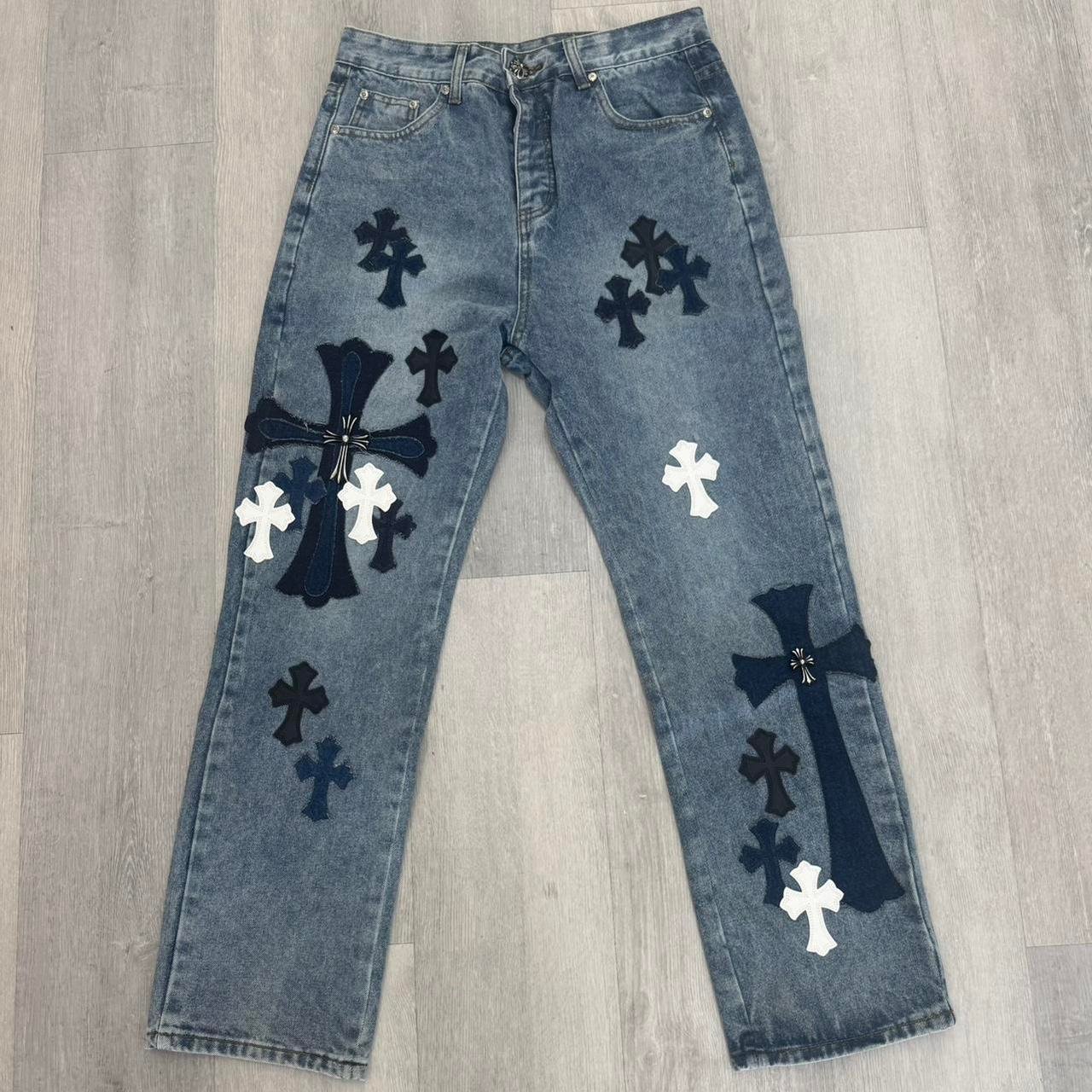 P0-6-77.jpg Men's Blue and Navy Jeans - Image 1