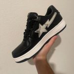 BAPE Men's Black and White Trainers