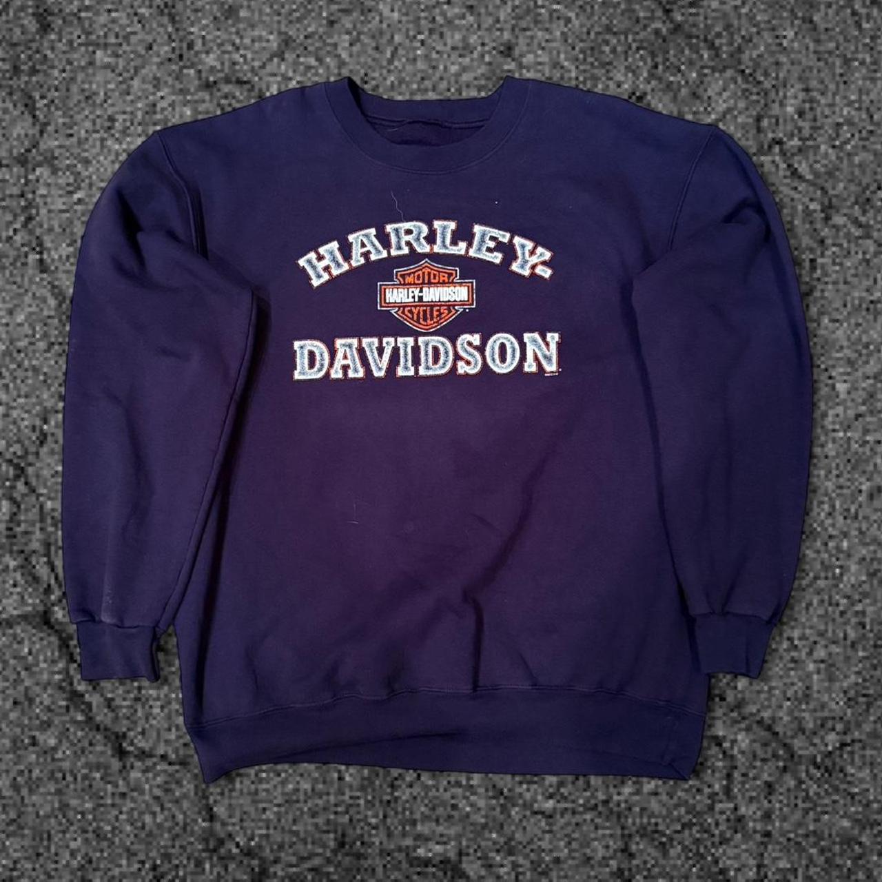 P0 Harley Davidson Men's Navy and Blue Sweatshirt - Image 1